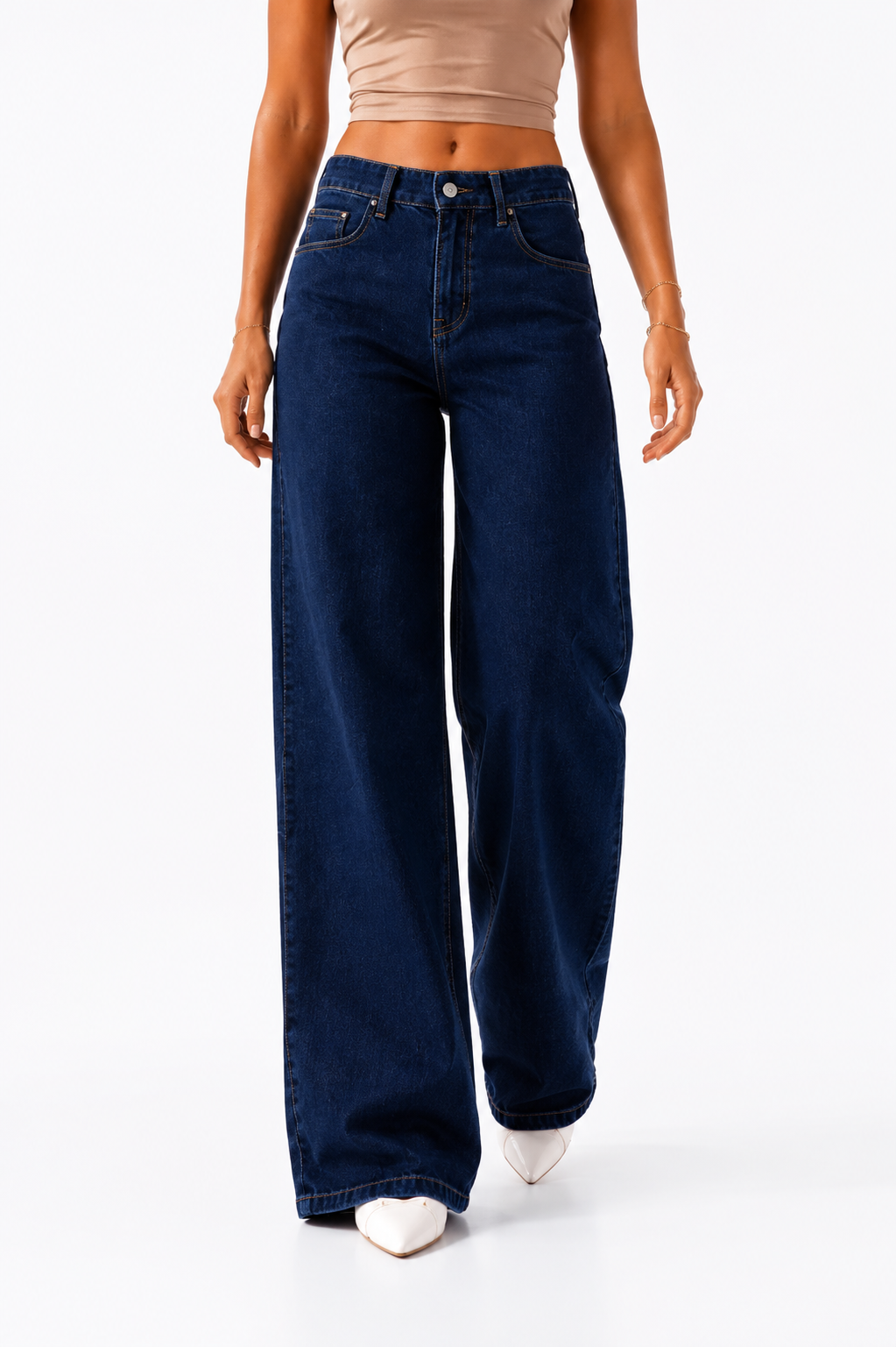 High Rise Star Pockets Straight Jeans