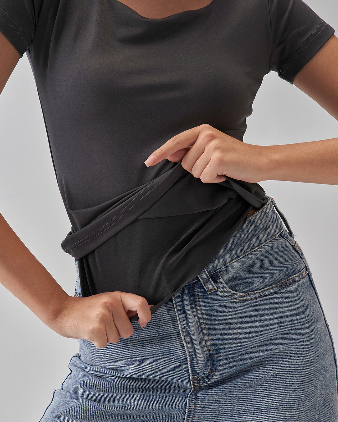 Square-Neck Tank-Top - Charcoal Gray