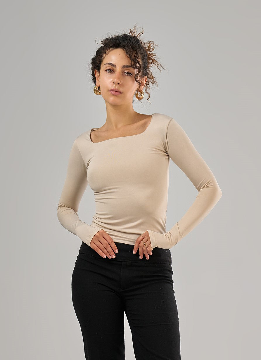 Square-Neck Long-Sleeve Top