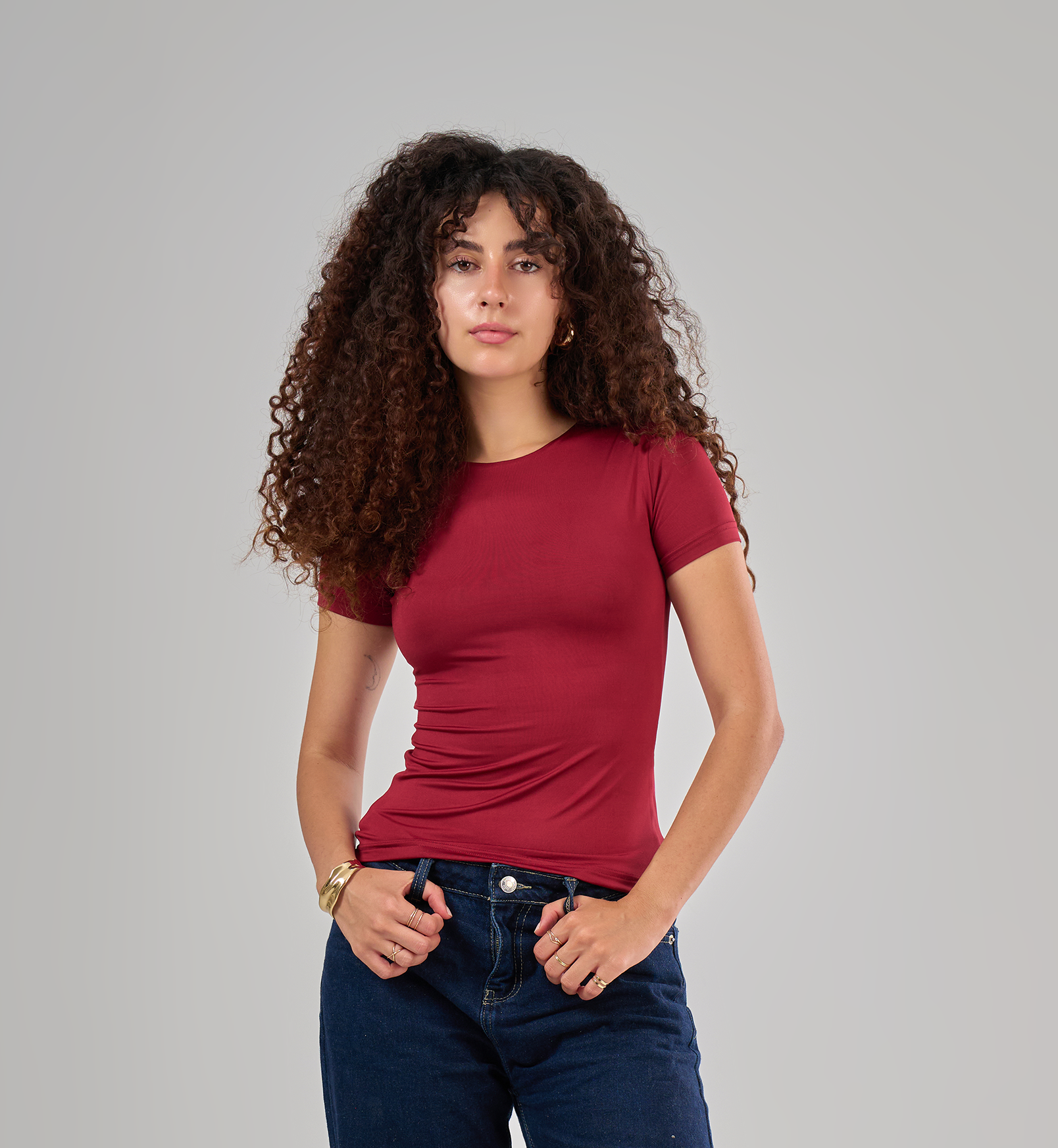 Round-Neck Short-Sleeve Top