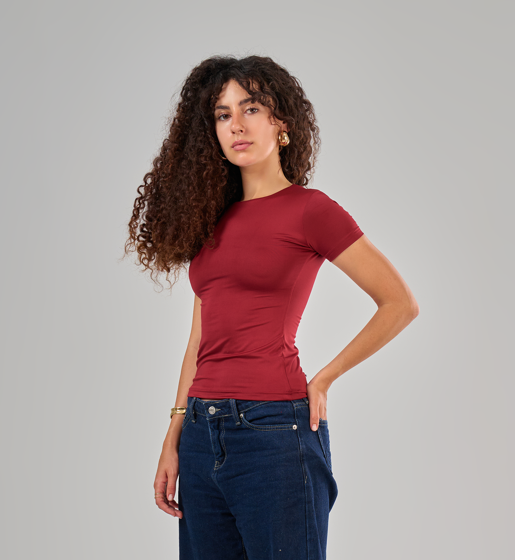 Round-Neck Short-Sleeve Top