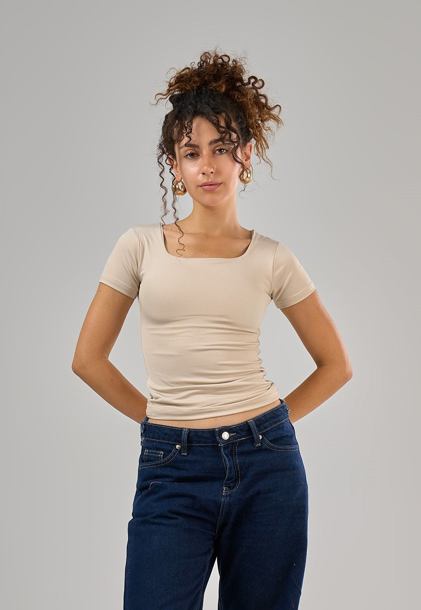 Square-Neck Short-Sleeve Top