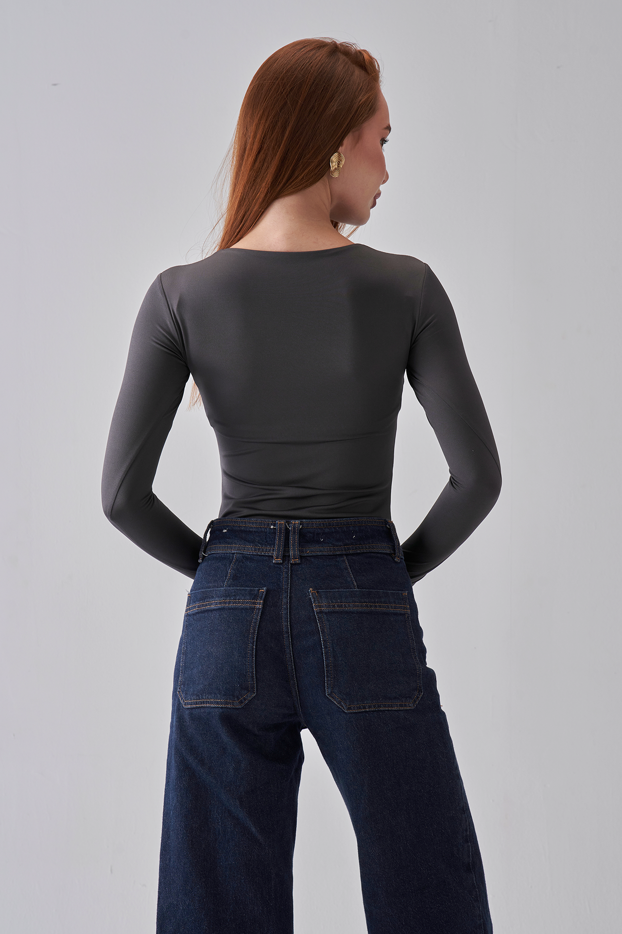 Long Sleeve Bodysuit - Charcoal Grey