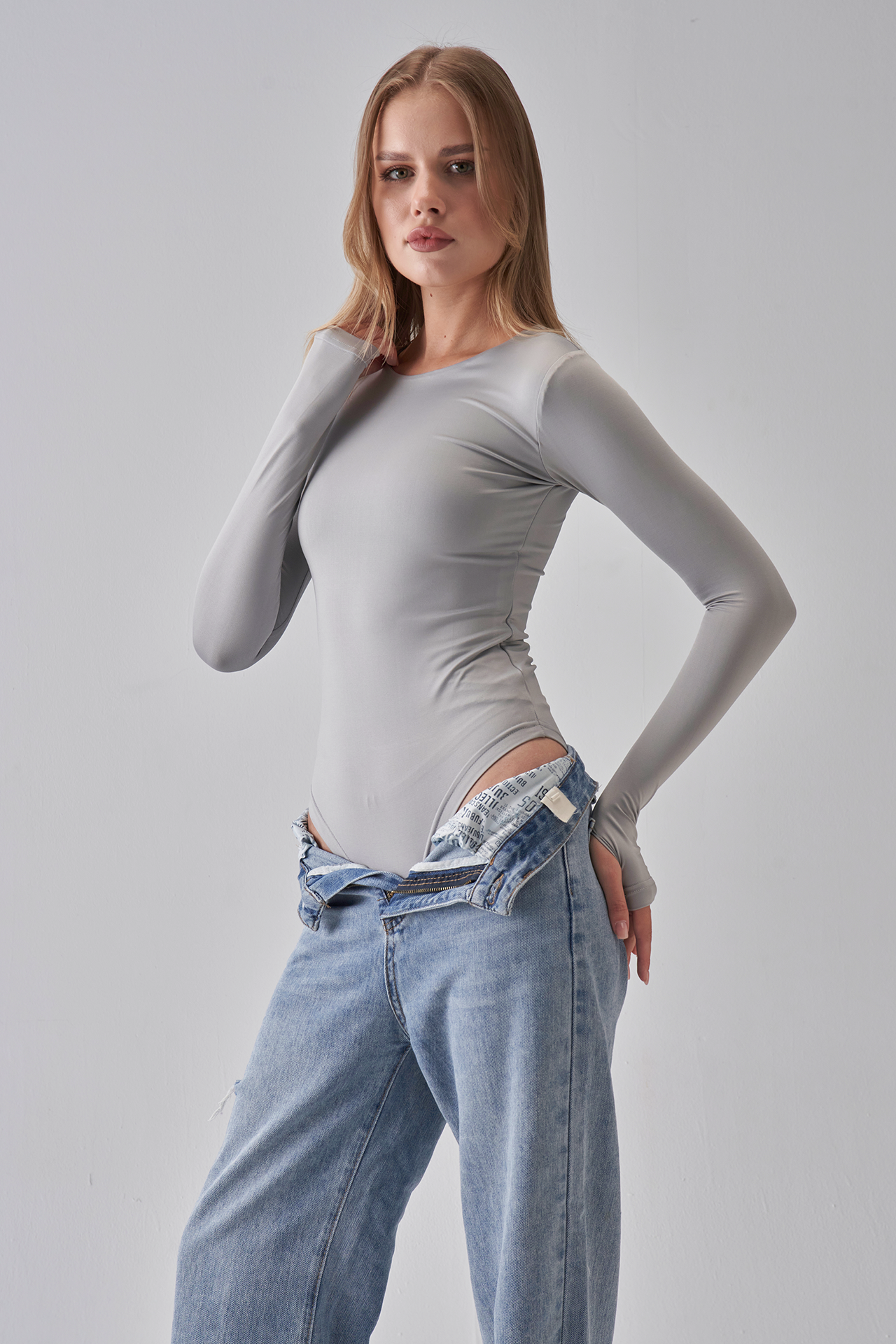 Long Sleeve Bodysuit - Silver