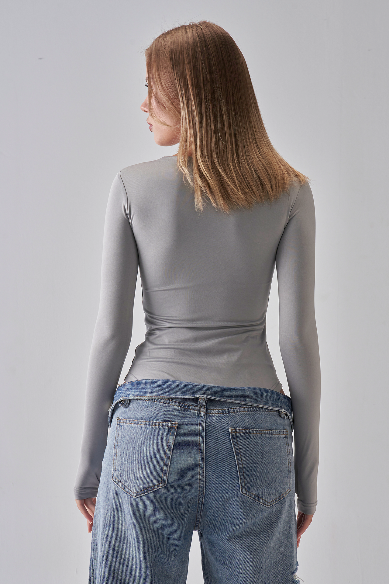 Long Sleeve Bodysuit - Silver