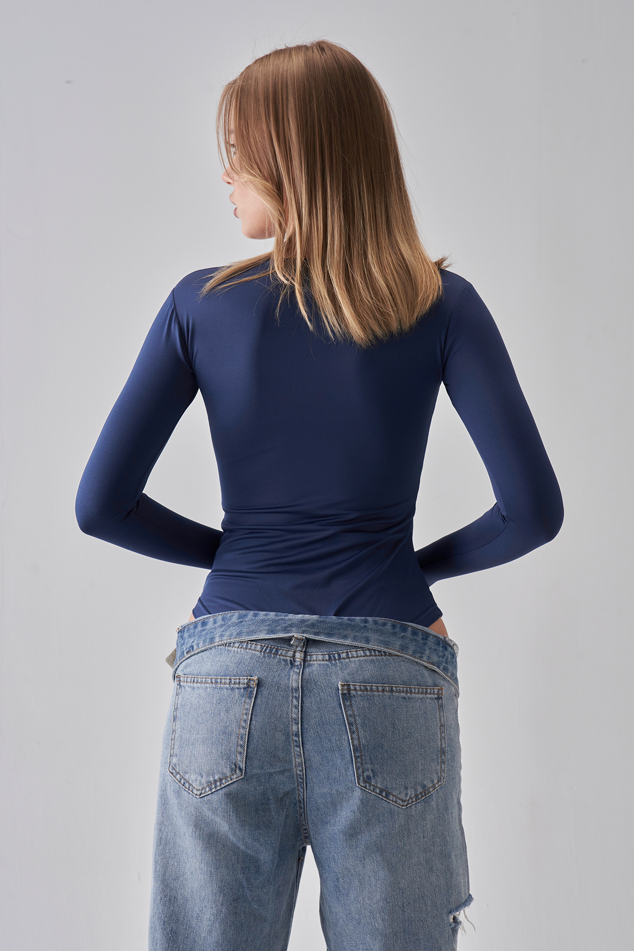 Long Sleeve Bodysuit - Navy Blue