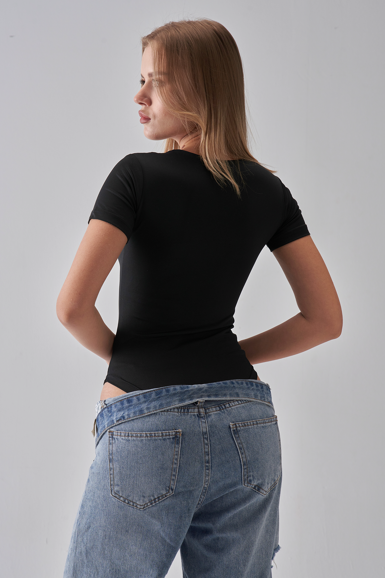 Short Sleeve Bodysuit - Black