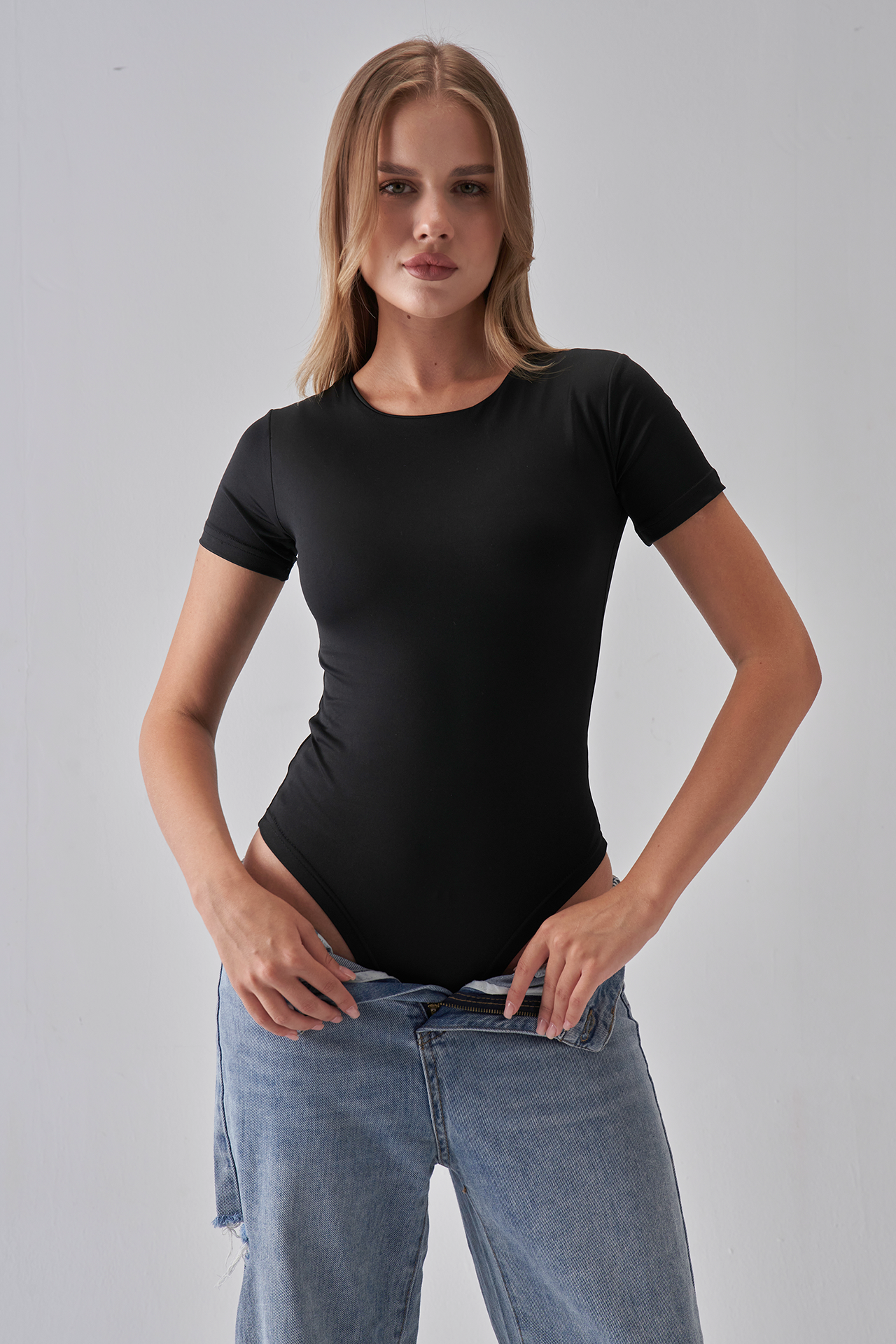 Short Sleeve Bodysuit - Black