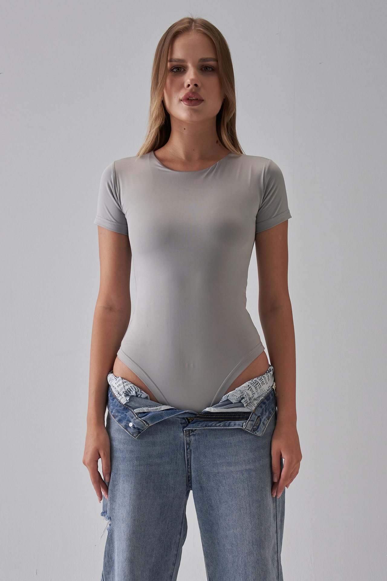 Short Sleeve Bodysuit - Silver