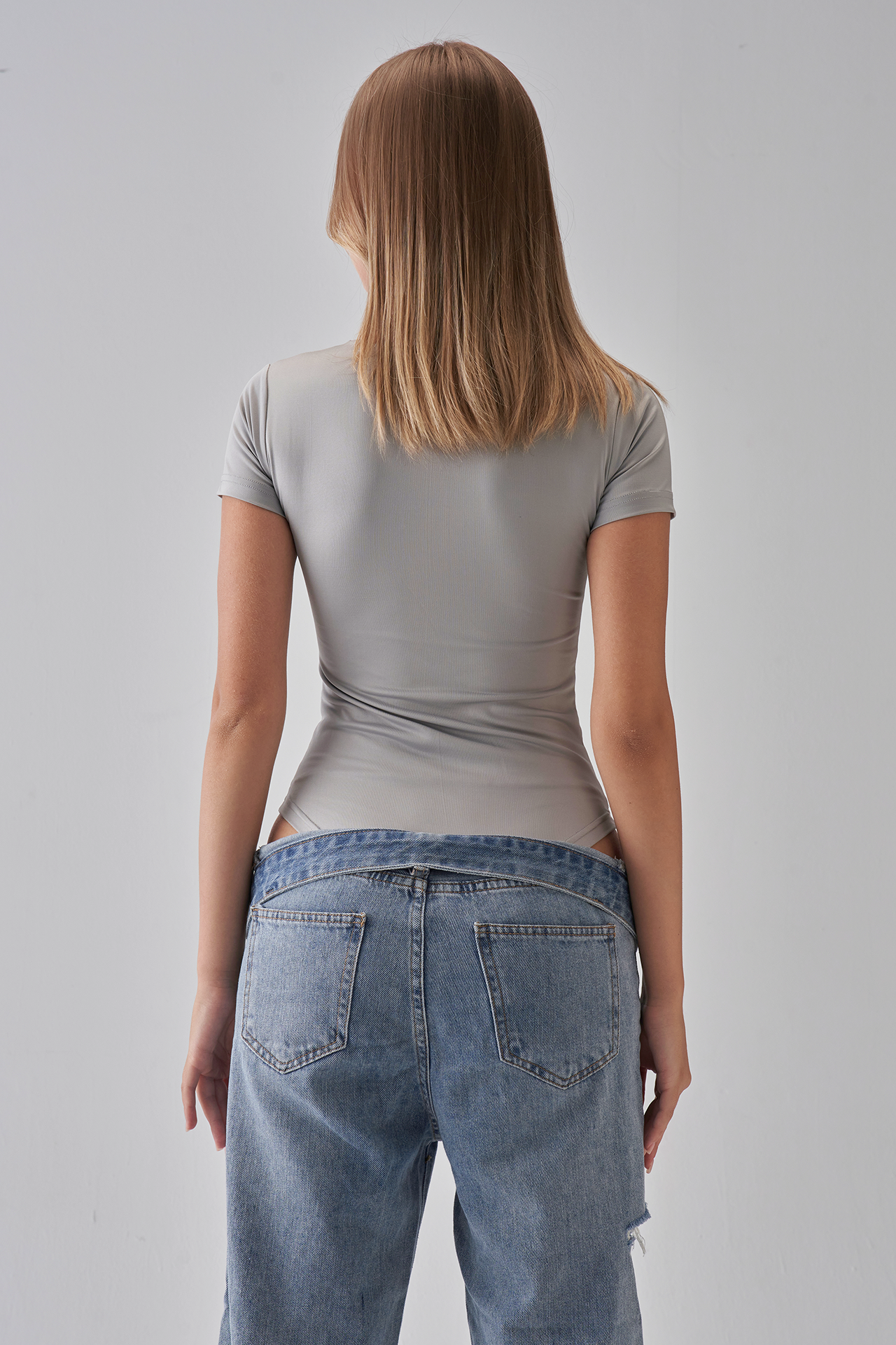 Short Sleeve Bodysuit - Silver