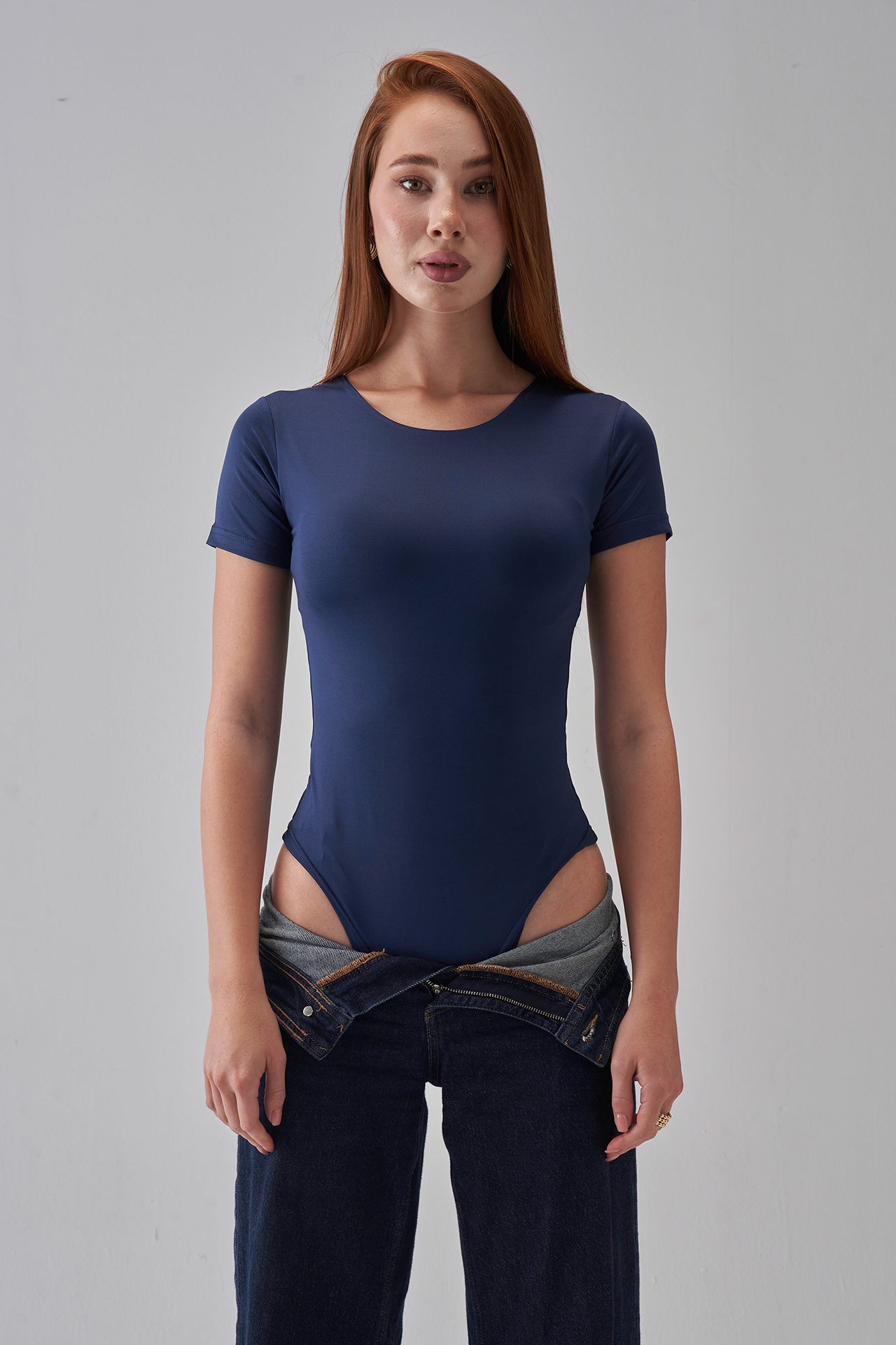Short Sleeve Bodysuit - Navy Blue