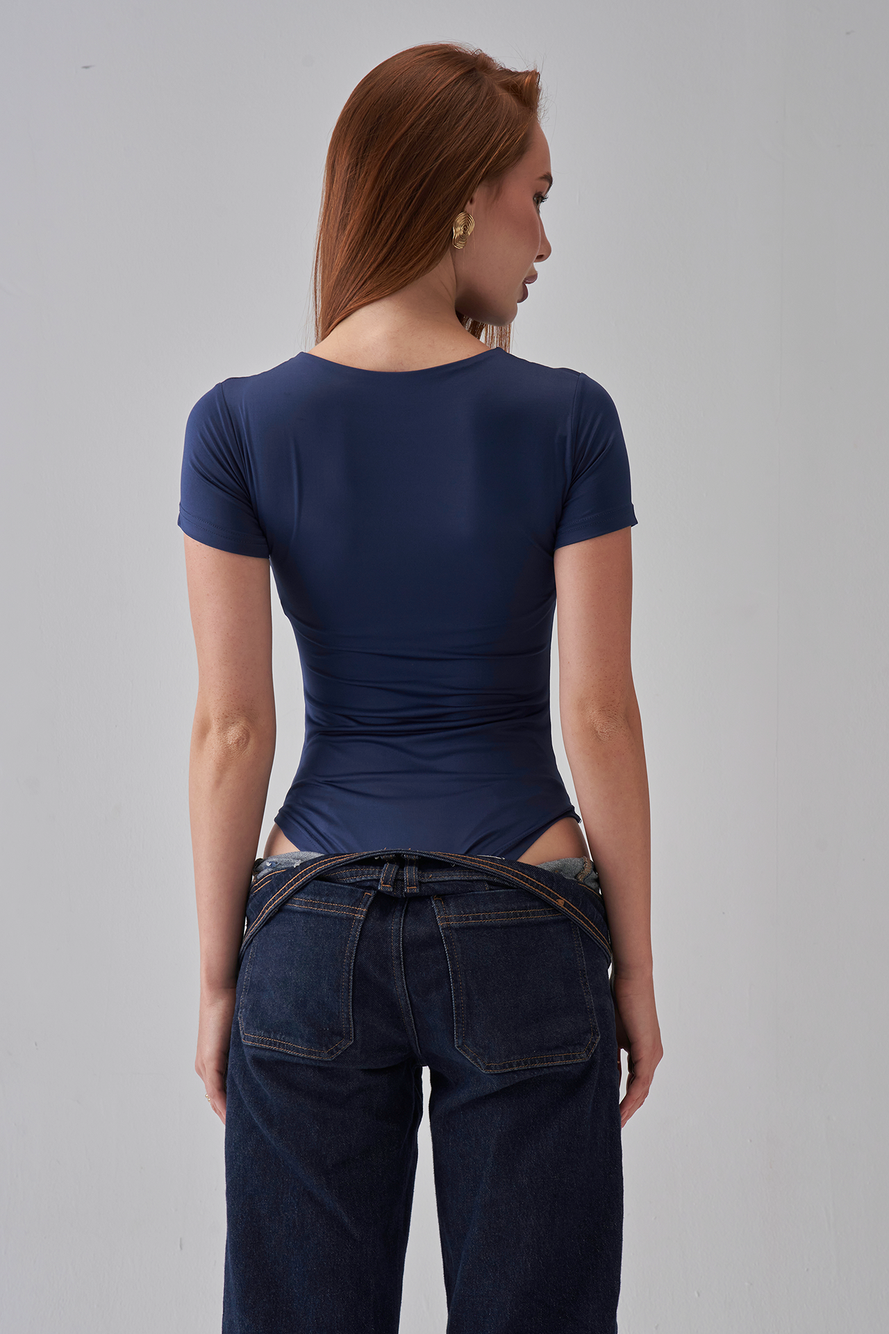 Short Sleeve Bodysuit - Navy Blue