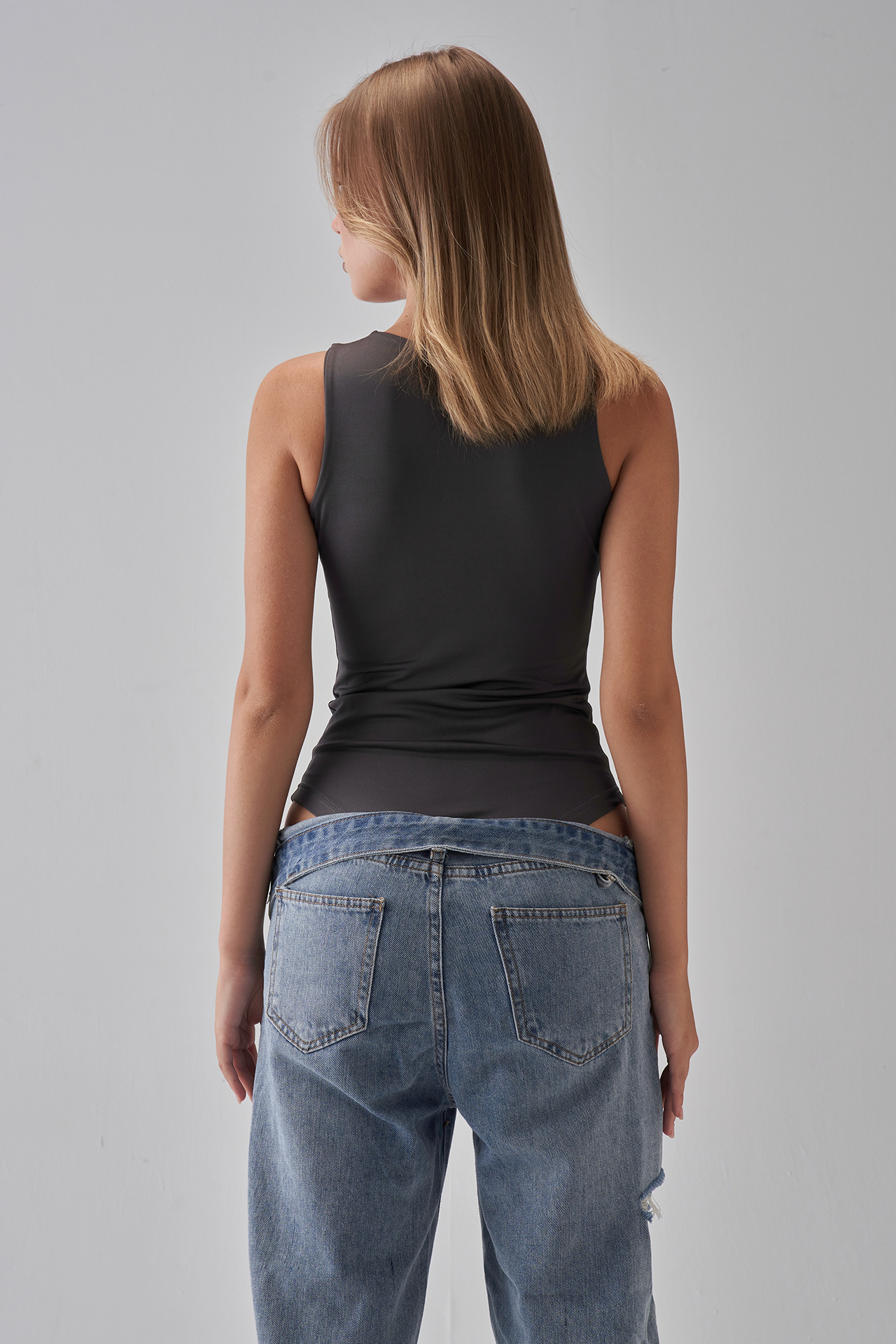 Sleeveless Bodysuit - Charcoal Grey