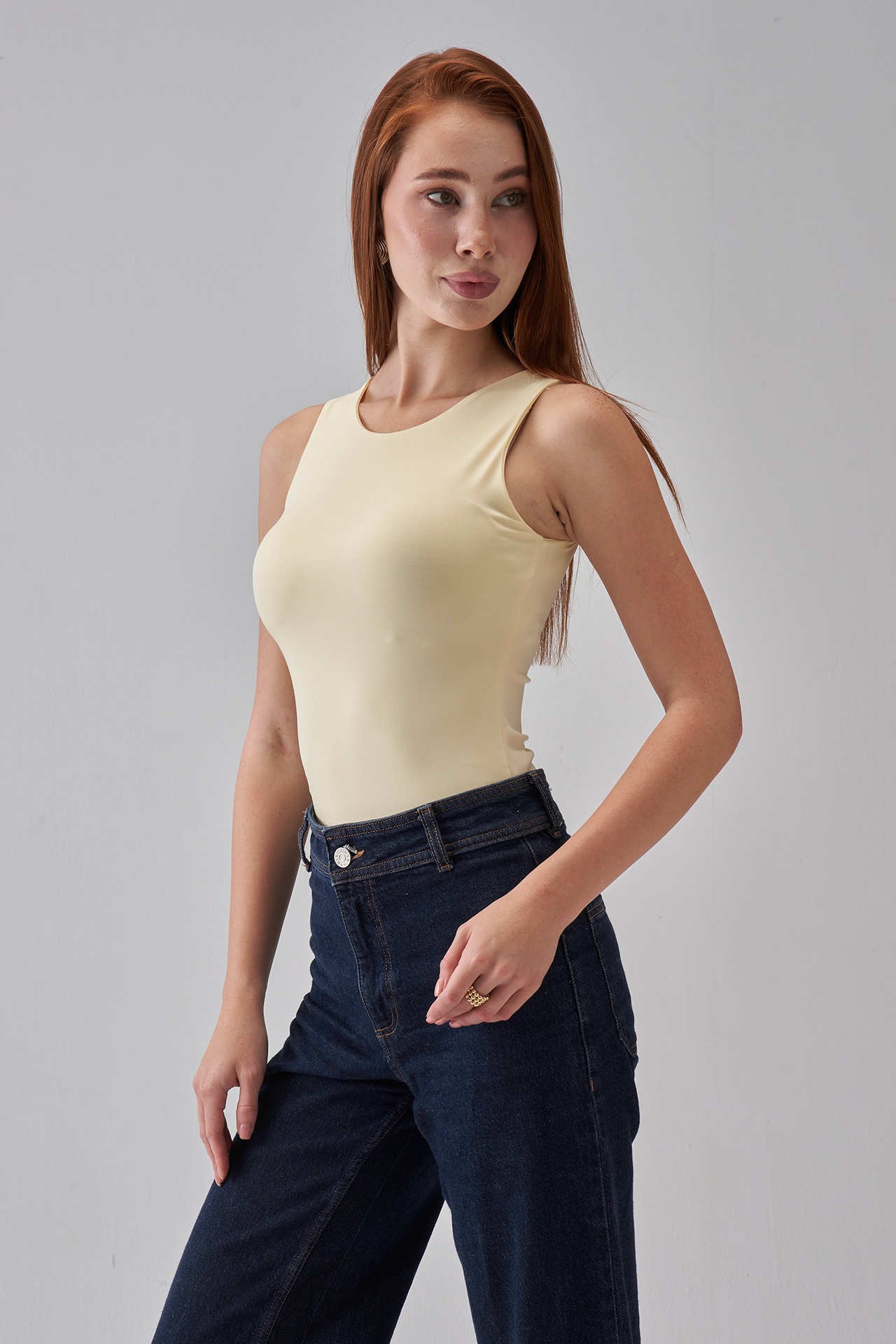 Round-Neck Tank-Top - Pale Yellow