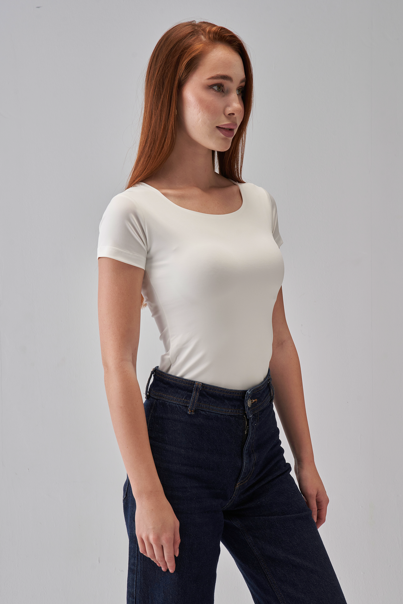 Square Neck Short Sleeve Top - OffWhite