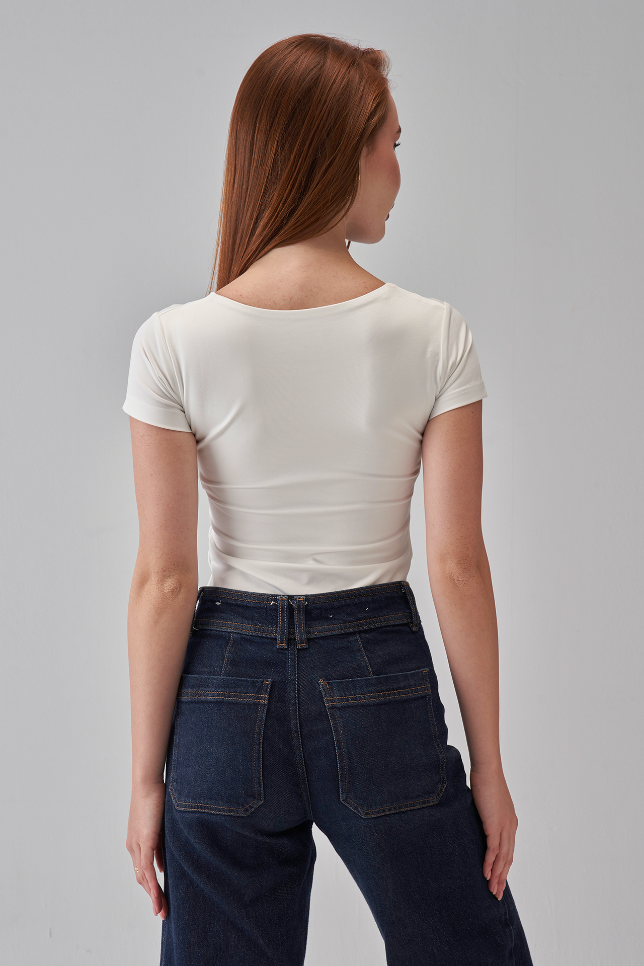 Square Neck Short Sleeve Top - OffWhite