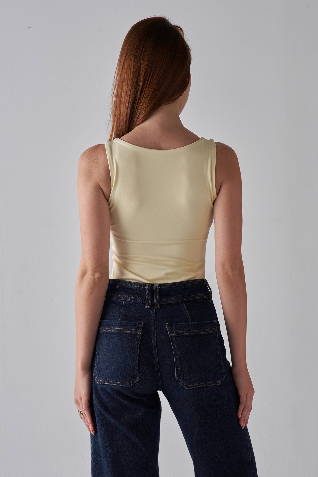Square-Neck Tank-Top - Pale Yellow