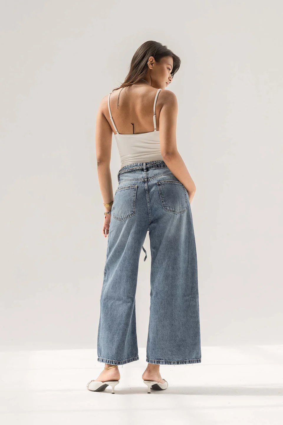 High-Rise Wide-Leg Culotte Jeans