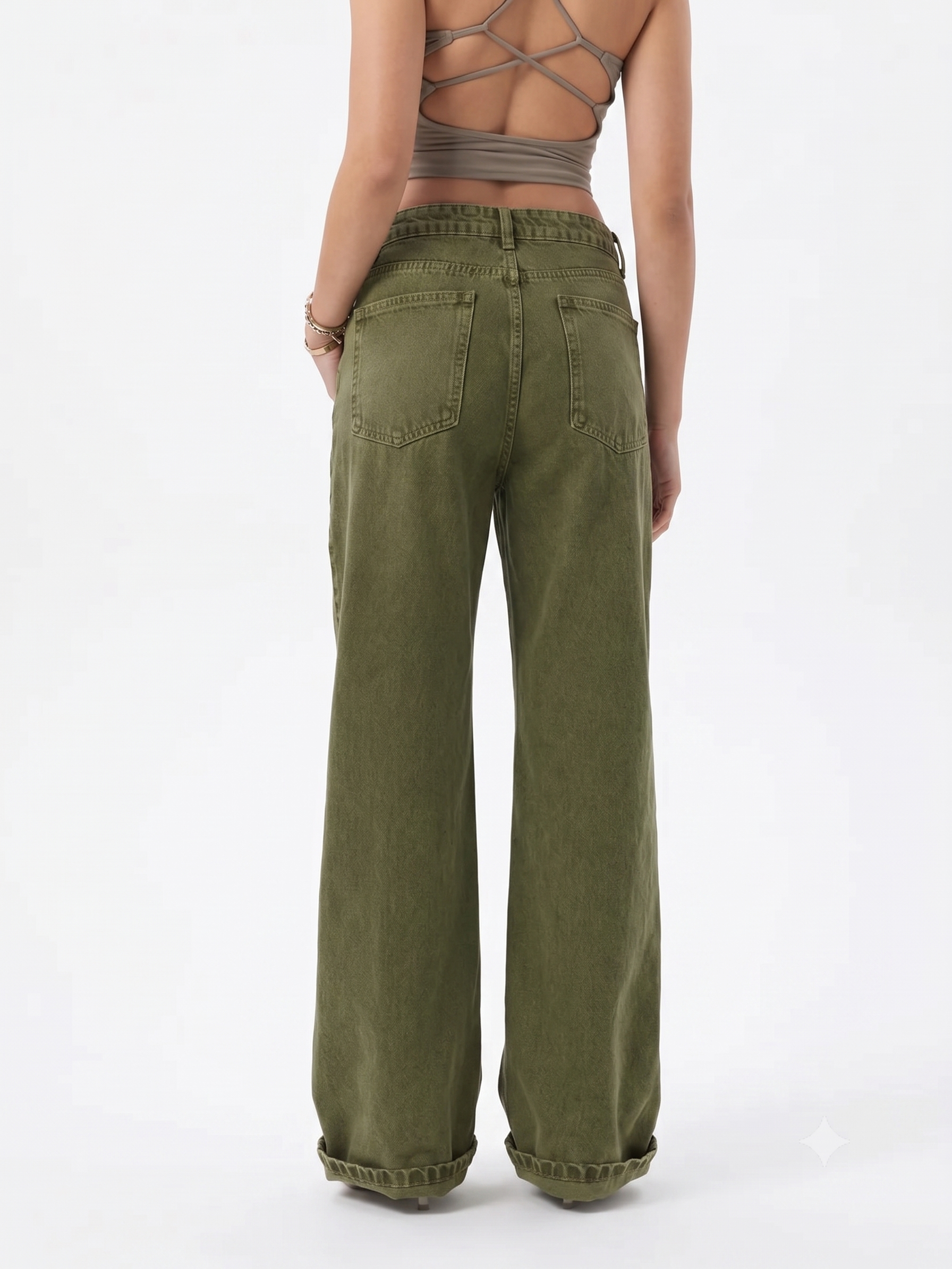 Wide-Leg Denim with Folded Cuff Detail