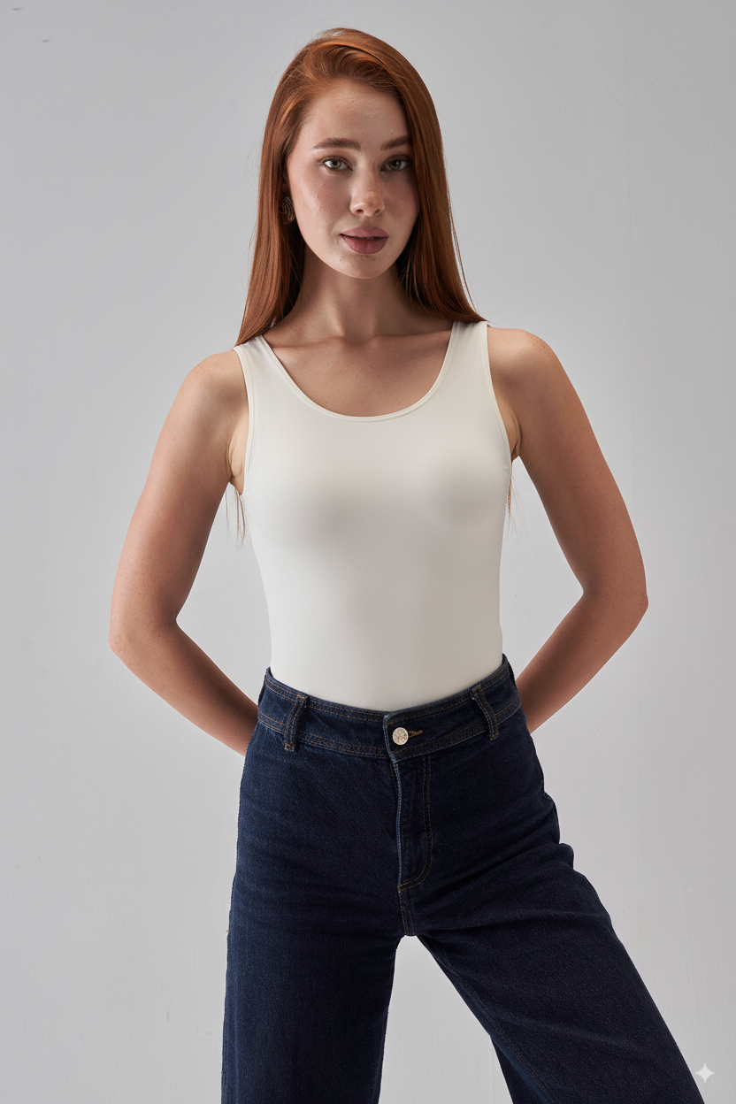Square-Neck Tank-Top - OffWhite