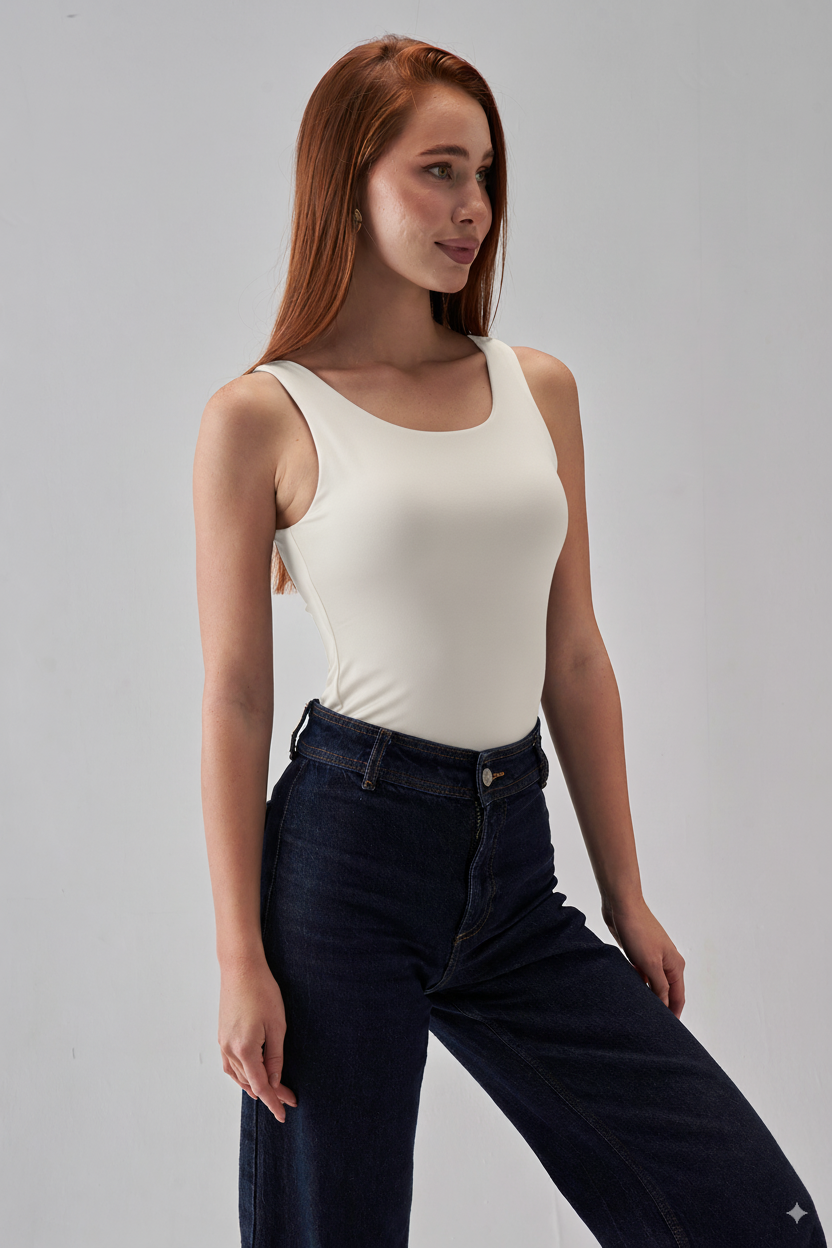 Square-Neck Tank-Top - OffWhite