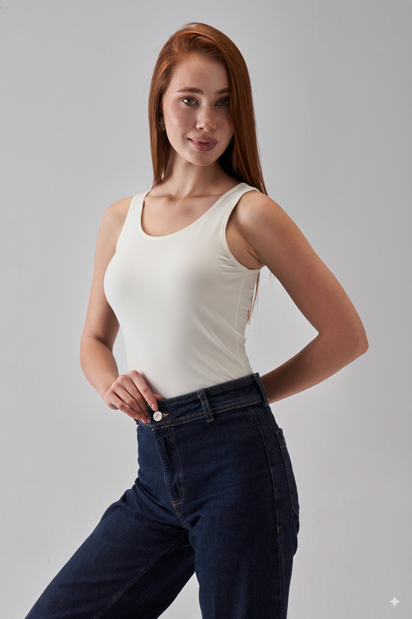 Square-Neck Tank-Top - OffWhite