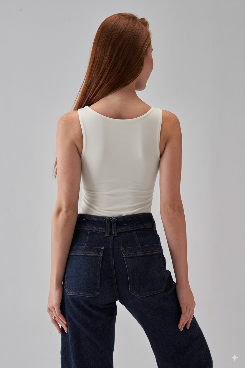 Square-Neck Tank-Top - OffWhite