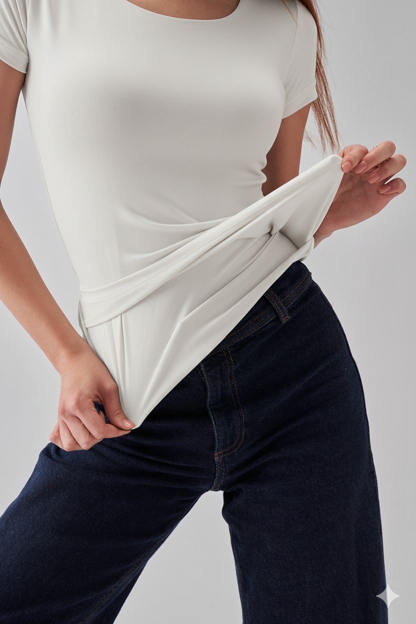 Square Neck Short Sleeve Top - OffWhite