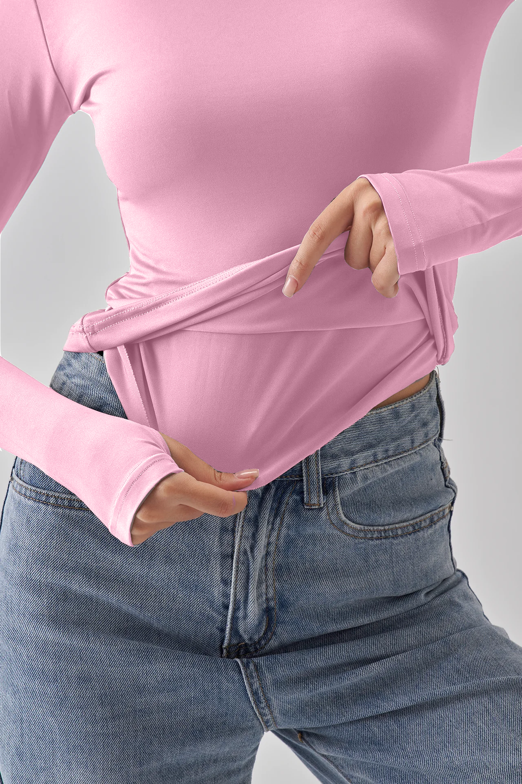 Round Neck Short Sleeve Top - Baby Pink